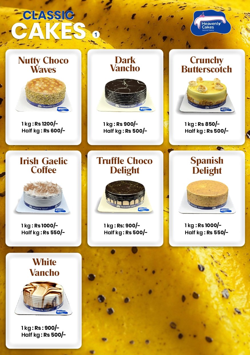 Heavenly Cakes menu card 5
